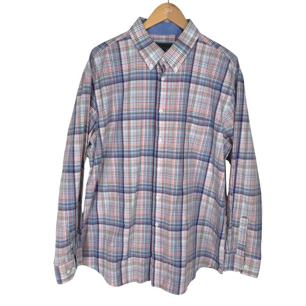 Charleston Thread Men XXL Plaid Button Down Shirt Multi Color Cotton Long Sleeve